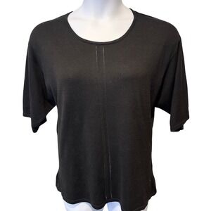 Fu Da Womens Black Silk Knit Scoop Neck Top Sz 1X Quiet Luxury Professional Chic